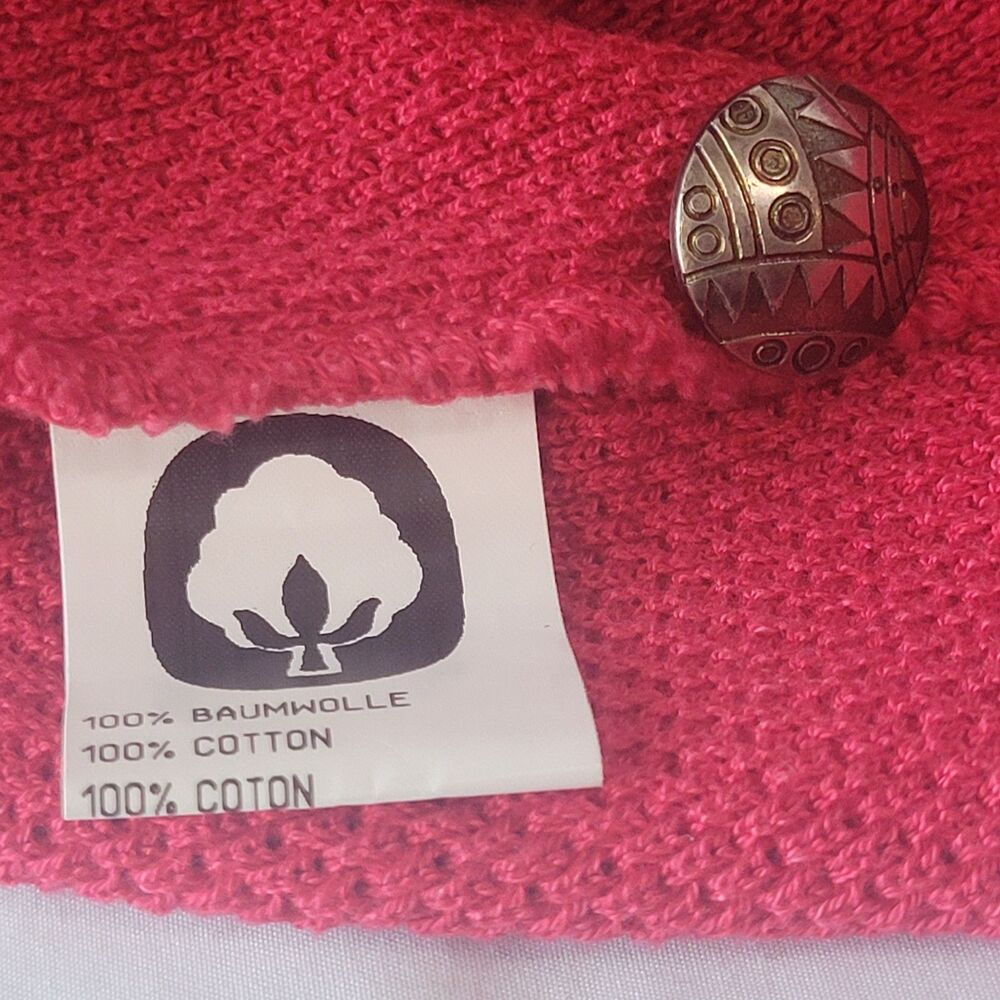 Vintage GEIGER 100% Cotton Pink Red Cardigan Sweater Jacket Size 34 US XS S - Picture 8 of 9
